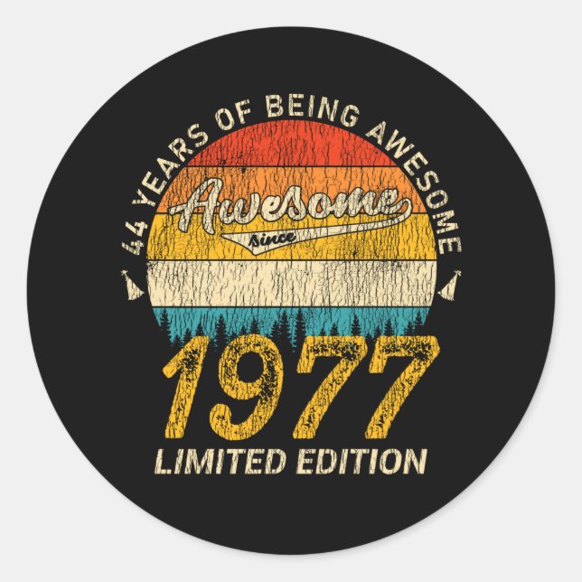 48 Year Old 1977 Retro Awesome 48th Birthday Gift Classic Round Sticker (Front)