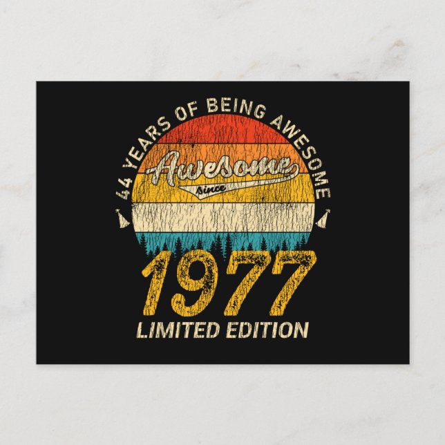 48 Year Old 1977 Retro Awesome 48th Birthday Gift Postcard (Front)
