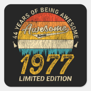 48 Year Old 1977 Retro Awesome 48th Birthday Gift Square Sticker