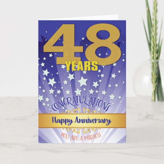 48 Year Recovery Anniversary Bold Numeral Card (Front)
