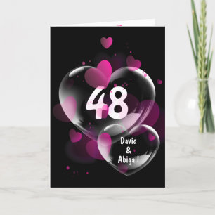 48th Anniversary Heart Bubbles on Black Card