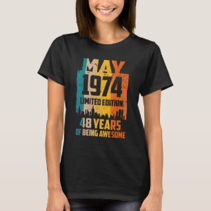 48th Birthday 48 Years Awesome Since May 1974 Vint T-Shirt