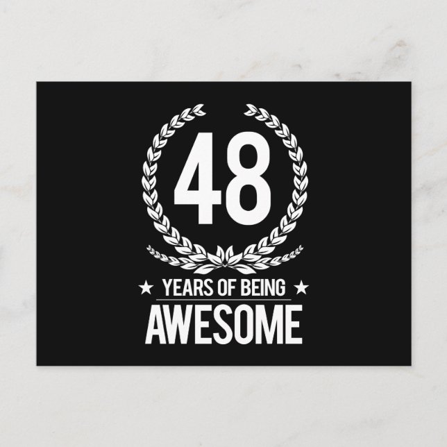 48th Birthday (48 Years Of Being Awesome) Postcard (Front)