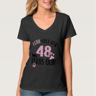 48th Birthday 48 Years Old Cat Mum Cat Lover Birth T-Shirt