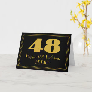 48th Birthday: Art Deco Inspired Look "48" & Name Card