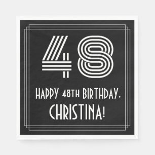 48th Birthday: Art Deco Inspired Look "48" + Name Napkin