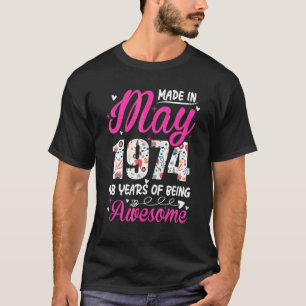 48th Birthday Awesome Since May 1974 Floral T-Shirt