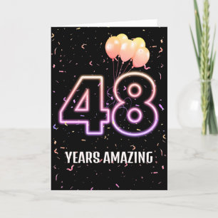 48th Birthday Balloons and Confetti Card