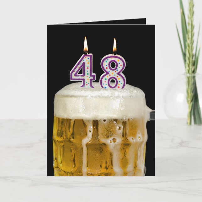 48th Birthday Beer on black Card (Front)