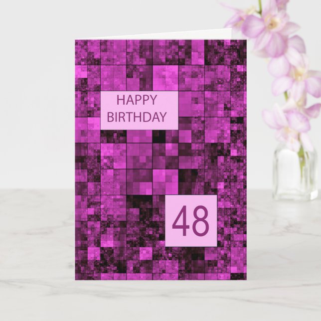 48th Birthday Birthday Pink Pattern  Card (Orchid)