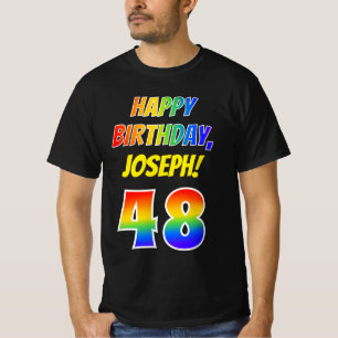 48th Birthday — Bold, Fun, Rainbow 48, Custom Name T-Shirt