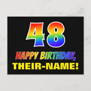 48th Birthday: Bold, Fun, Simple, Rainbow 48 Postcard