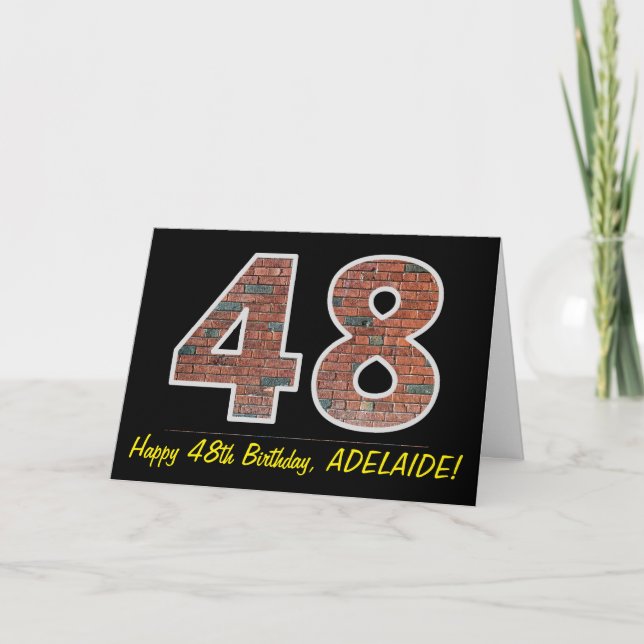48th Birthday - Brick Wall Pattern "48" w/ Name Card (Front)