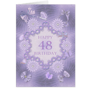 48th birthday card with lavender flowers