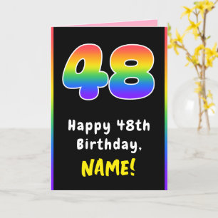 48th Birthday: Colourful Rainbow # 48, Custom Name Card
