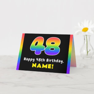 48th Birthday: Colourful Rainbow # 48, Custom Name Card