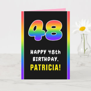 48th Birthday: Colourful Rainbow # 48, Custom Name Card