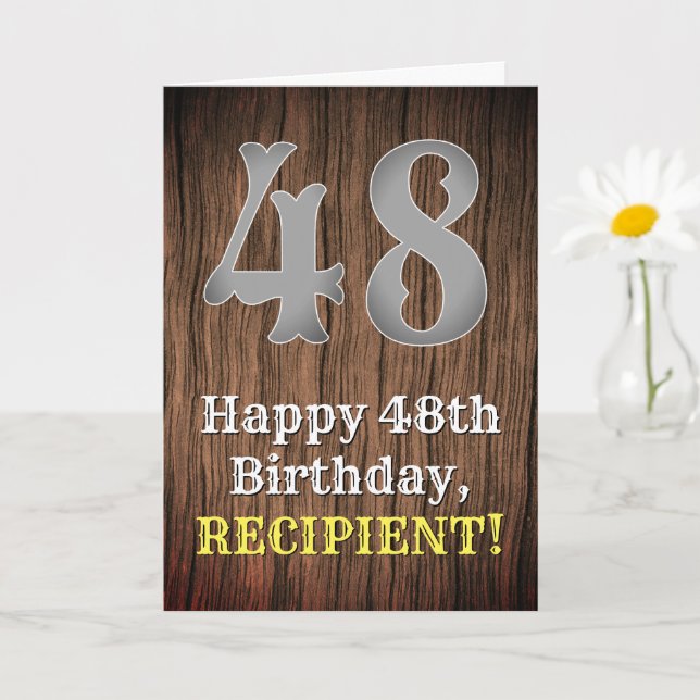 48th Birthday: Country Western Inspired Look, Name Card (Small Plant)