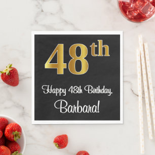 48th Birthday ~ Elegant Luxurious Faux Gold Look # Napkin