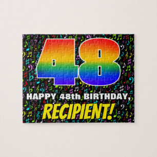 48th Birthday — Fun, Colourful Music Symbols & “48 Jigsaw Puzzle