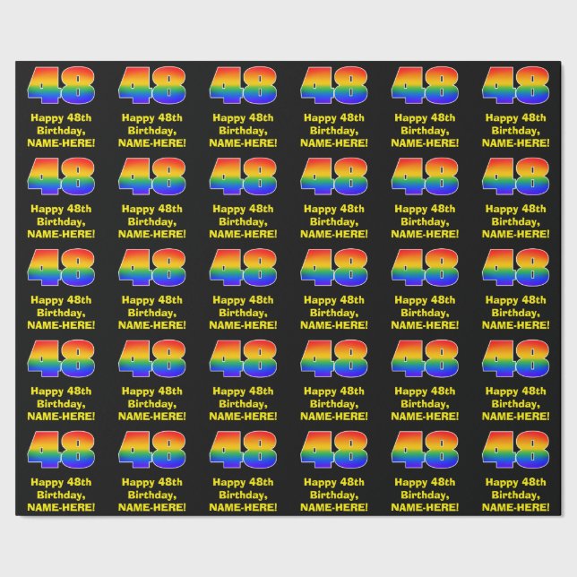 48th Birthday: Fun, Colourful Rainbow Inspired # 4 Wrapping Paper (Seam)