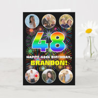 48th Birthday: Fun Rainbow #, Custom Name & Photos
