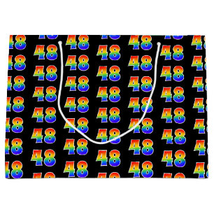 48th Birthday: Fun Rainbow Event Number 48 Pattern Large Gift Bag