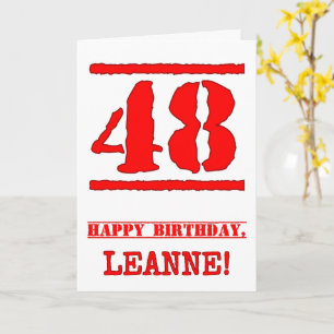 48th Birthday: Fun, Red Rubber Stamp Inspired Look Card