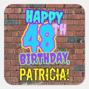 48th Birthday – Fun, Urban Graffiti Inspired Loo Square Sticker