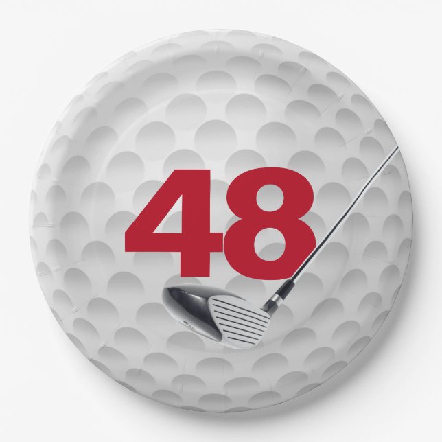 48th Birthday Golf Ball Design Paper Plate (Front)
