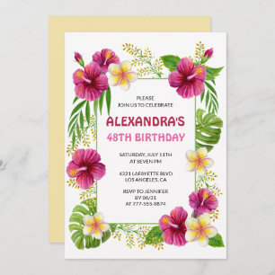 48th birthday invitations Tropical Floral Pink
