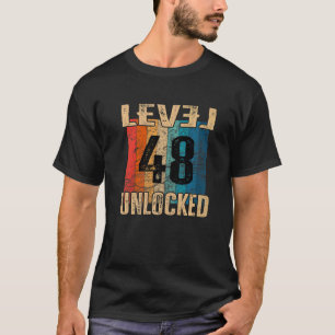 48th Birthday Level Unlocked Vintage Retro T-Shirt