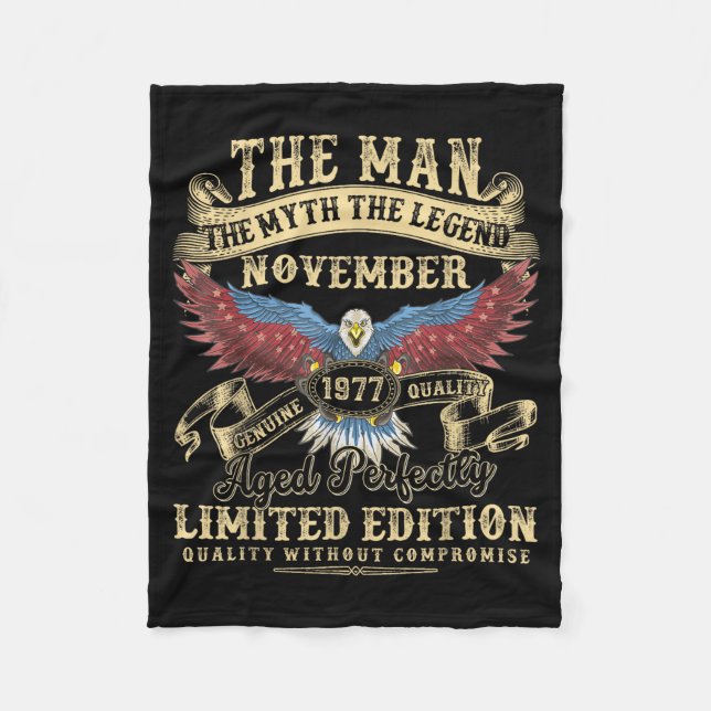 48th Birthday November 1977 Men Funny 48 Years Old Fleece Blanket (Front)