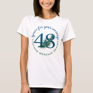 48th Birthday Or Anniversary Peacock Feathers T-Shirt