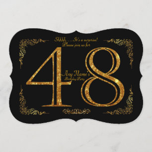 48th,Birthday party 48th,great Gatsby,black & gold Invitation