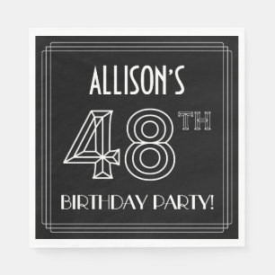 48th Birthday Party: Art Deco Style + Custom Name Napkin