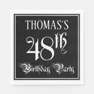 48th Birthday Party — Fancy Script + Custom Name Napkin