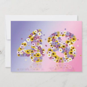 48th Birthday party, with flowered letters Invitation
