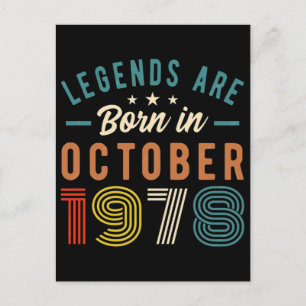 48th birthday t shirt legends are born in october  holiday postcard
