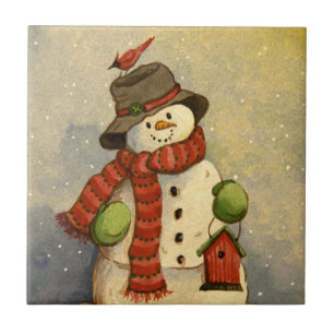 4905 Snowman & Birdhouse Christmas Tile