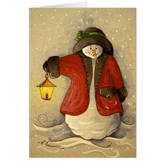4910 Snowman & Lantern Christmas Card