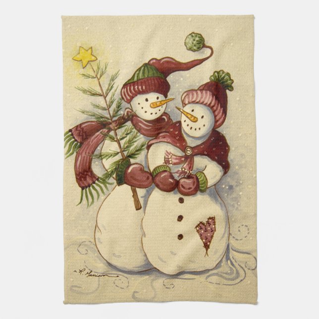 4924 Snowmen Christmas Tea Towel (Vertical)