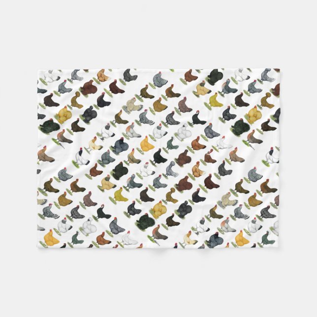 49 Chicken Hens Fleece Blanket (Front (Horizontal))