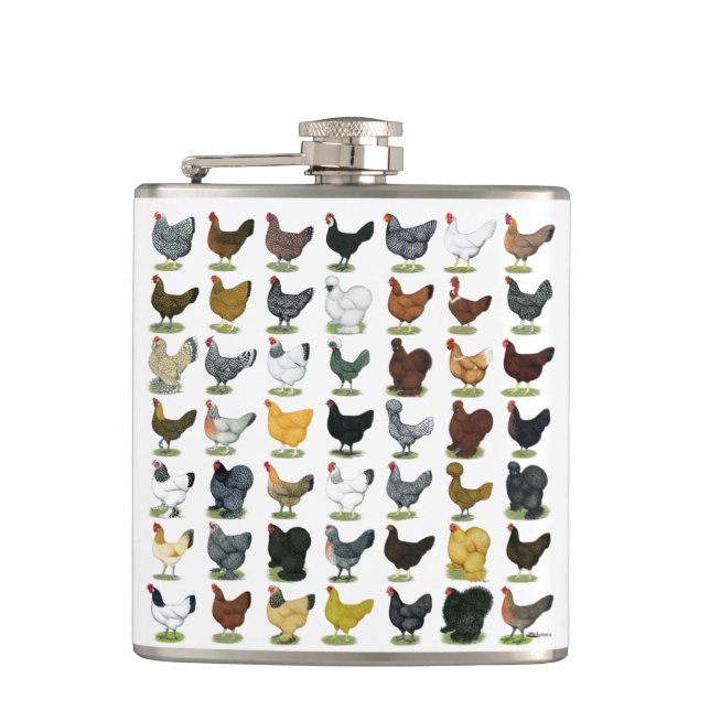 49 Chicken Hens Hip Flask (Front)