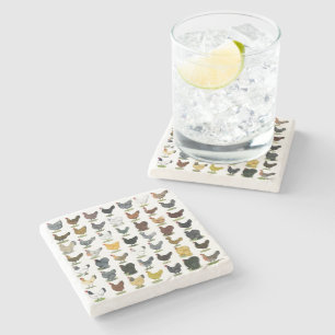 49 Chicken Hens Stone Coaster