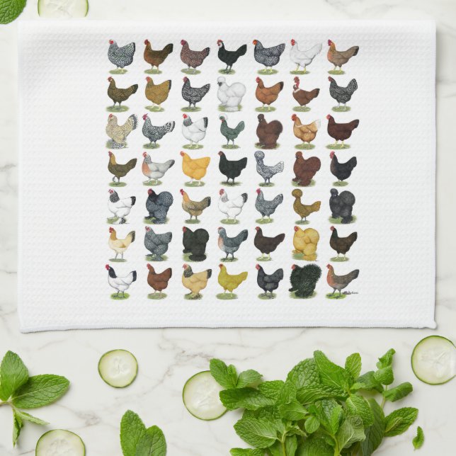 49 Chicken Hens Tea Towel (Folded)
