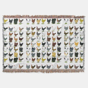 49 Chicken Hens Throw Blanket