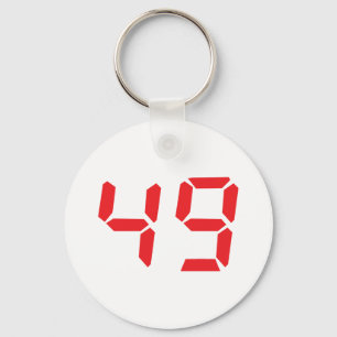 49 fourty-nine red alarm clock digital number key ring