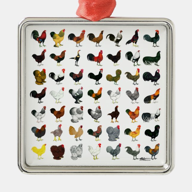 49 Roosters Metal Tree Decoration (Front)