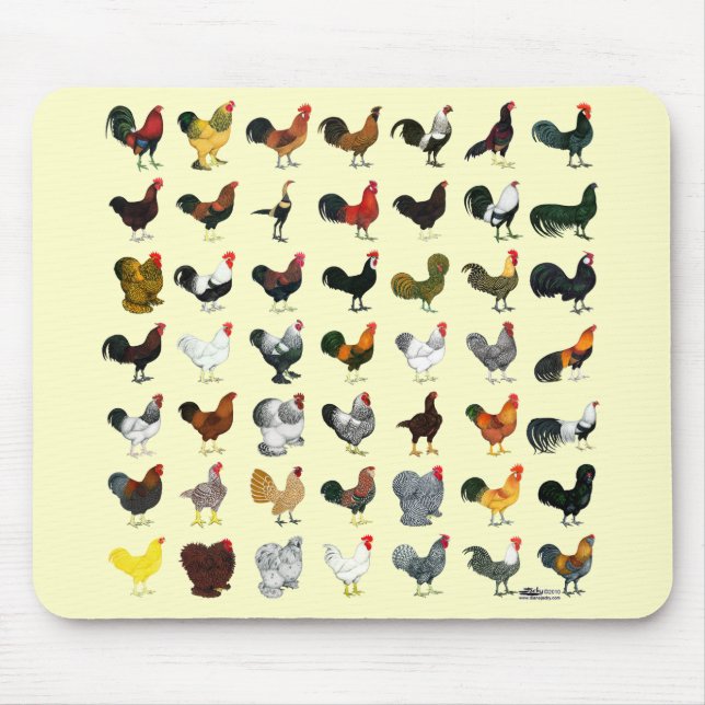 49 Roosters Mouse Mat (Front)